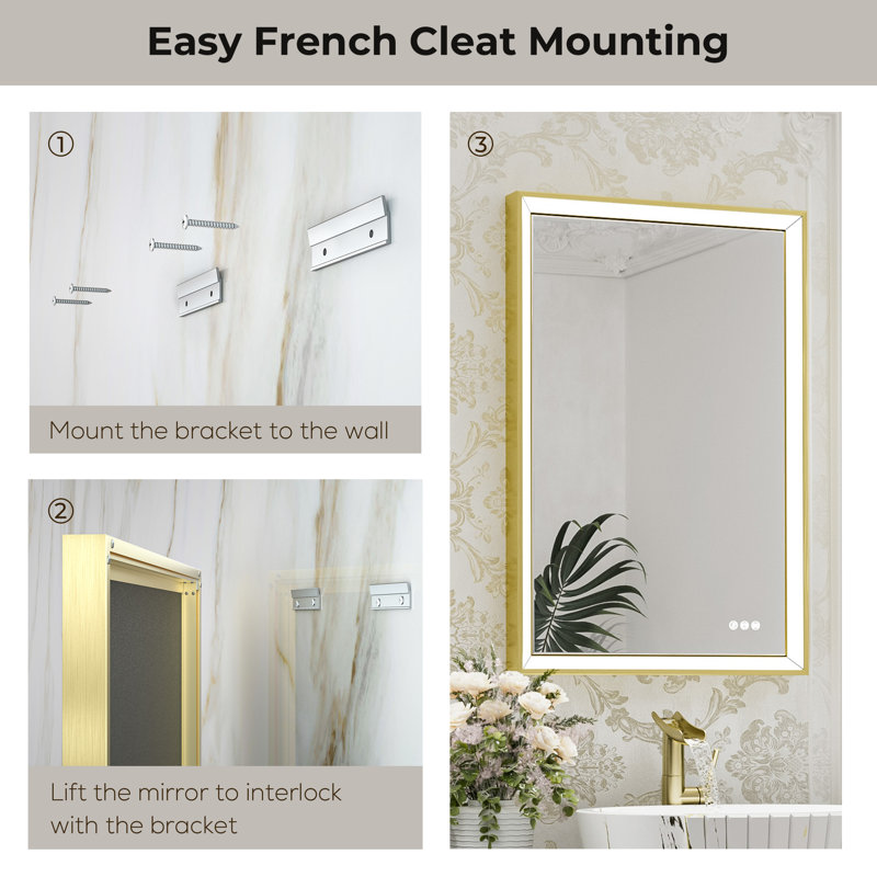 Ivy Bronx LED Metal Framed Bathroom Mirror Anti fog Function 3 Color Adjustment Reviews Wayfair